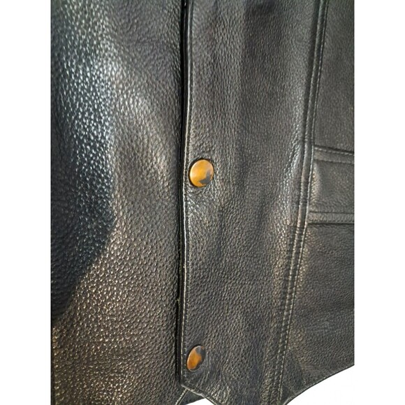 Men's MB ELITE Black Genuine Leather Motorcycle Riding Vest L-XL - Picture 6 of 14